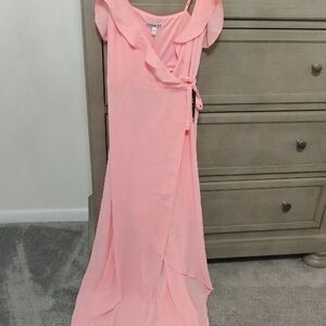 Elegant Pink Wrap Dress